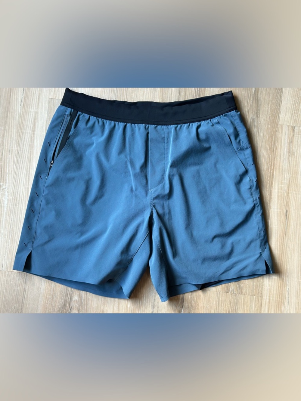 Ten Thousand Interval Men's Athletic Shorts in Slate Blue with Black Waistband - Picture 2 of 9